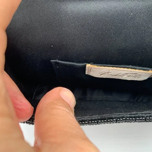 Elegant Vintage Black Beaded Evening Bag Clutch Handbag Marshall Fields - Picture 3 of 12